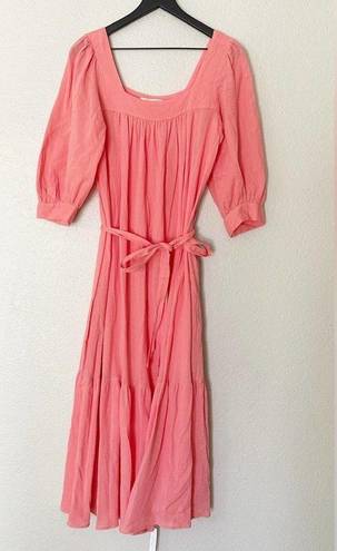 Christy Dawn  Bianca Tiered Dress Coral Square Neck