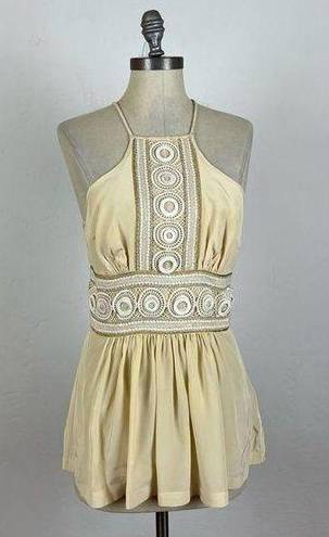 Tracy Reese  Cream Silk Jeweled Tank Top