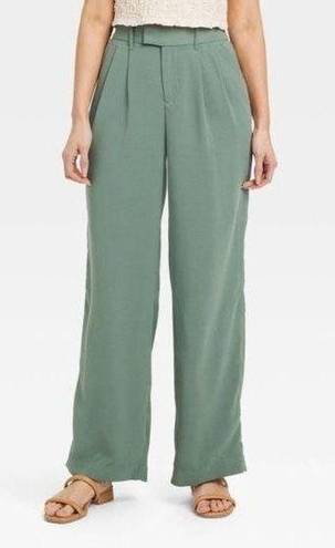 A New Day  Women's High-Rise Wide Leg Fluid Pants grassy Glen size 2