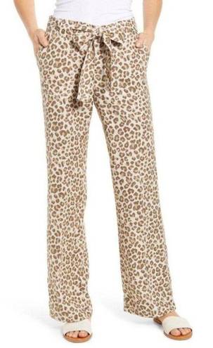 Caslon Leopard Print Track Style Belted Linen Pants in a size XS NWOT Casual Animal Print