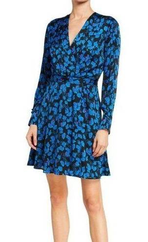 Equipment  Collie Floral Faux Wrap Blue Print Crepe Dress Size Small S