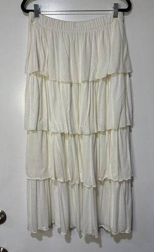 Wanderlux Ivory Layered Midi Skirt Size Large NWOT Western Flowy Indie Boho