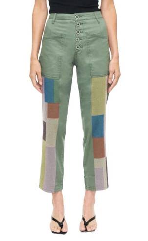 Pistola NWT  Denim Tammy High Rise Trouser In Colonel Rainbow Embroidered