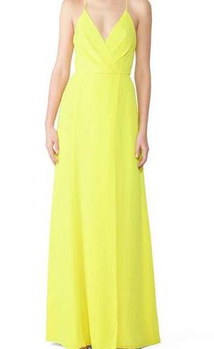 Jay Godfrey  Neon Yellow Georgette Zipper Fully Lined High Slit Gown Dress Size 2