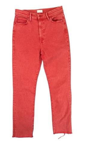 MOTHER Denim  The Swooner Rascal Ankle Fray Jeans in Come Out and Play Red | 28
