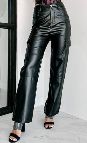 Nana Macs Black Faux Leather Cargo Pants