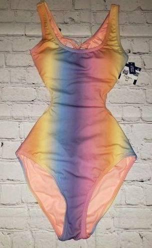 Krass&co NWT Arizona Jean  Swimwear Women's Rainbow One-Piece Sexy Summer Swim Suit $59