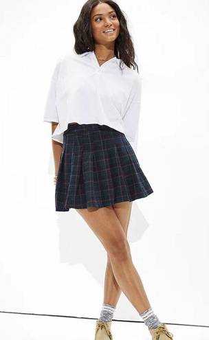 American Eagle AE Plaid Pleated Skirt BLUE SIZE 14 HIGHEST RISE NWT