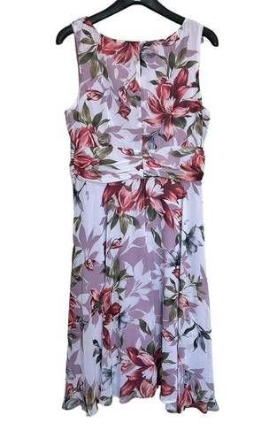 Connected Apparel  Pink Floral Flowy Midi Dress Size 12