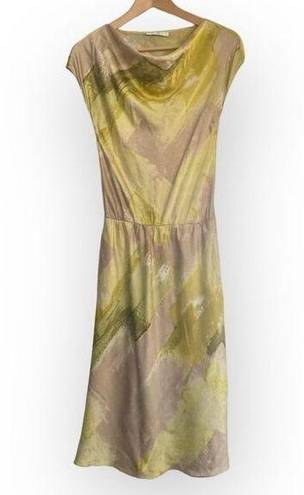 Natori 💛 Vintage Josie  Yellow and Tan Cowl Neck Silk Dress