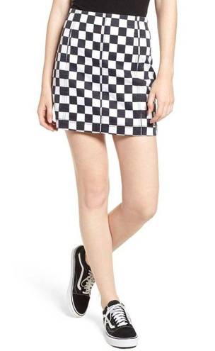 Tinseltown Tinsel Checkered Denim Miniskirt in Black White, Juniors Size M, New w/Tag