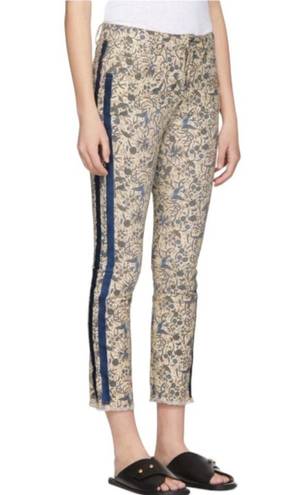 Isabel Marant  ETOILE ECRU UGO STRETCH BLUE WHITE FLORAL SIDE STRIPED JEANS 4