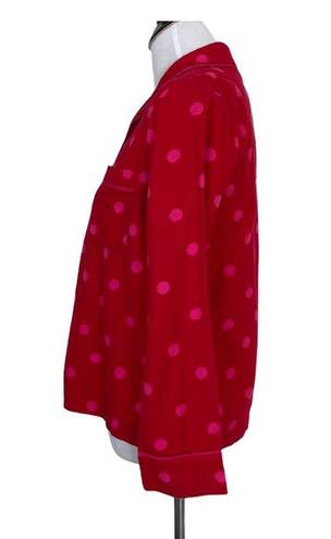 Kate Spade  Polka Dot Pajama Shirt Lounge Shirt Red Long Sleeve Women's Size‎ S