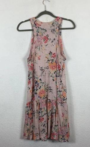 Rebecca Taylor  Marlena Pink Floral Linen Jersey Sleeveless Mini Dress Large