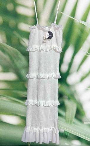 Day & Night Ruffled Long White Summer Maxi Dress size M