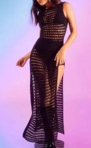 New women’s black crochet maxi dress cover up, S/M Size M