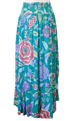 Rachel Zoe NWT  Maxi Skirt Aqua Coral Tropical Floral Button Front Size Small NEW