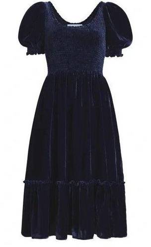 Hill House The Louisa Nap Dress in Navy Blue Velvet Size M NWT