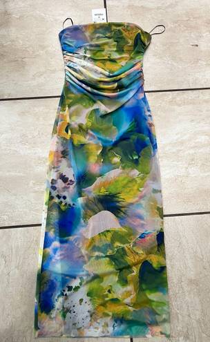 ZARA Strapless Watercolor Dress