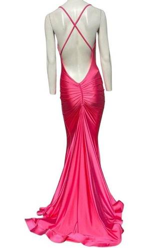 Jessica Angel  Open Back Evening Gown Style 636 Lipstick Pink Size XS NWT