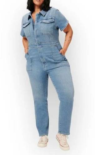 Good American NEW $169  Blue Denim Fit For Success Jumpsuit