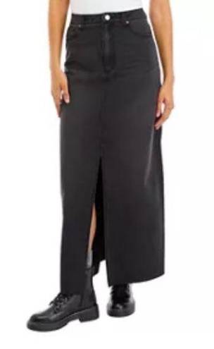 Tinseltown NWT  Hi Rise Maxi Black Skirt Denim Jean skirt front opening Junior M