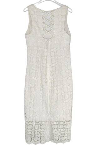 Bisou Bisou  White Lace V-Neck Lace Up Formal Mini Dress Size 8