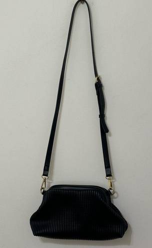 Anthropologie Faux Leather Clamshell Clutch Crossbody Black