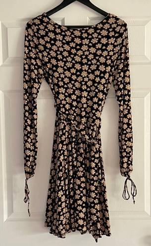 Free People Pradera faux wrap floral dress tie long sleeve size L