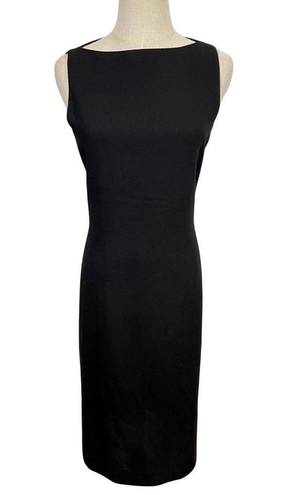 Emporio Armani  100% Wool Sheer Mesh Back Shift Midi Dress Black size 44/US12