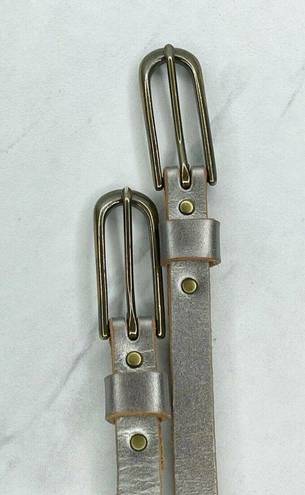 Gap  Silver Metallic Double Buckle Genuine Leather Belt Size Small S Womens