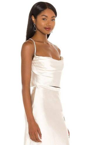 L'Academie  The Kali Top in Ivory Medium Womens Satin Backless Halter Tank