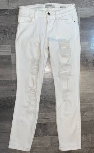 Guess Women's Ripped Ordeal Cropped Skinny Jeans White Size 24