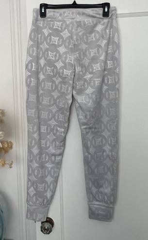 Juicy Couture Grey Silver Embossed Velour Jogger Pants Y2K NWT