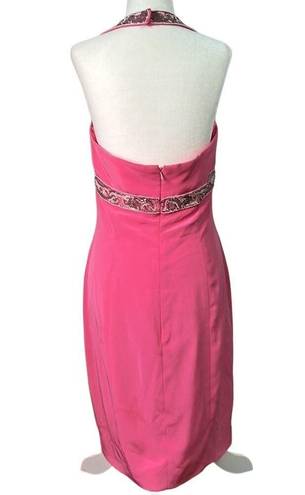 Oleg Cassini Women’s Vintage  Black Tie Neiman Marcus pink beaded dress size 10