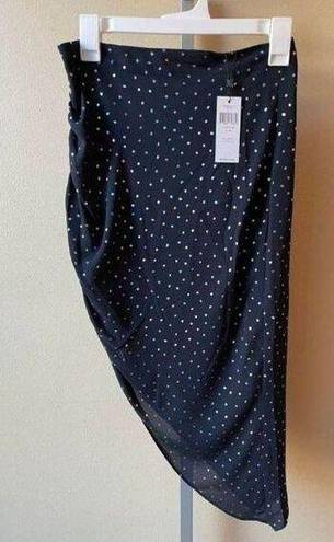 BCBGeneration  Zipper Iridescent Polka Dot Ruched Skirt in Navy Blue Size 2