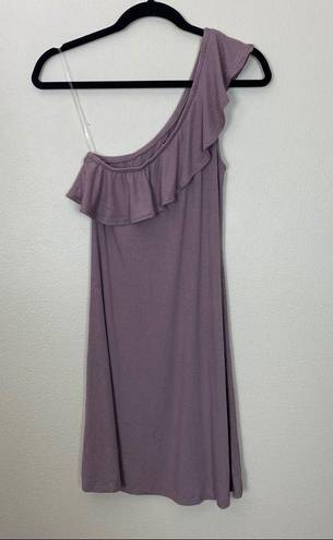 American Eagle  Dusty Pink Ribbed One Shoulder Ruffle Dress S NWOT