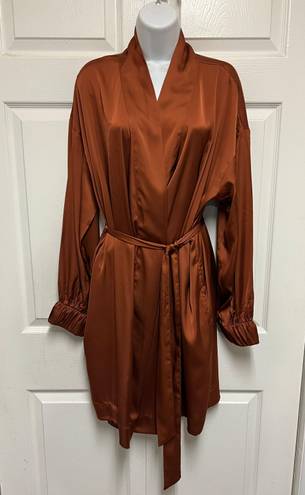 Stars Above Rust Copper Satin Short Robe