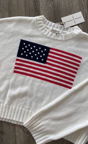 moon&madison American flag iconic crewneck pullover knit sweater small cream NEW NWT