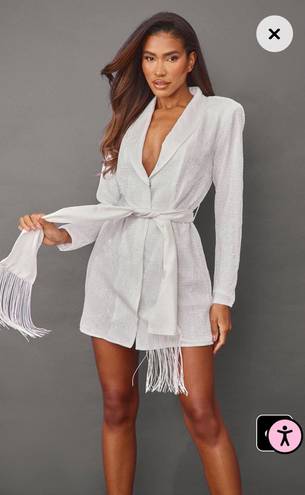 Pretty Little Thing White sequin blazer dress