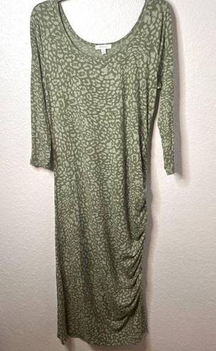 Skinny Girl  Jeans Brand Soft Stretchy Green Connie Ruched Midi Dress Size XL New!