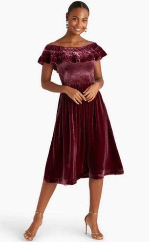 Hill House 💕💕 The Akilah Nap Dress ~ Burgundy Velvet Small S NWT