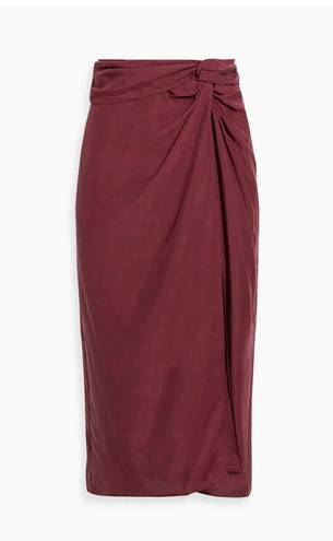 Rag and Bone  Amber twist-front silk crepe de chine midi skirt