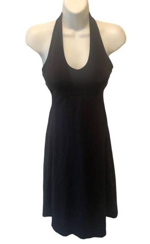 Patagonia Morning Glory Black Stretch Halter Dress XS Tied Back Cruise Vacation