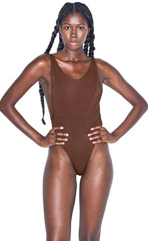 American Apparel XS Nude 3 Cotton Spandex Sleeveless Deep Cut Bodysuit - NWOT