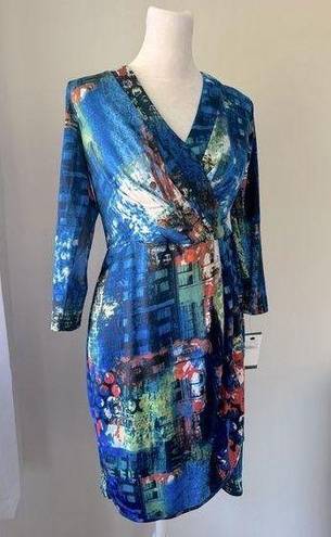 Oleg Cassini NWT  Abstract Print Wrap Dress