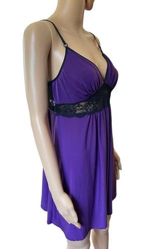 In Bloom  Y2K Purple Black Goth Witchy Romantic Lace Lingerie Mini Slip Dress