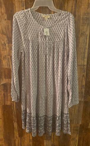 Style & Co NWT  women's Printed Long Sleeve Tiered Peasant Dress size small length 37 width 16