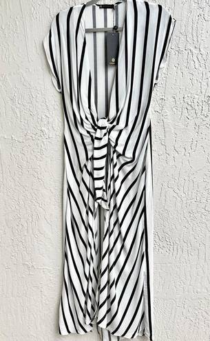 Vix Paula Hermanny NWT  Stripe Perrine Sasha Cover Up Dress Black Women's Size XS