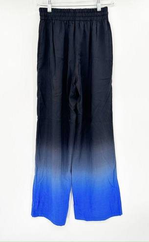 The Row  Avant Ombre Black Blue Relaxed Silk Shantung Pants Size XS